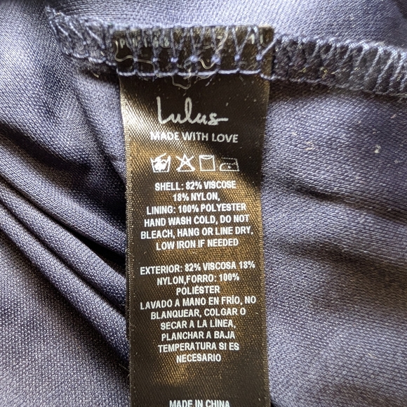 NWT Lulus Navy Blue Floral Burnout Velvet Long Sleeve Mini Dress XXL Party - Picture 10 of 10